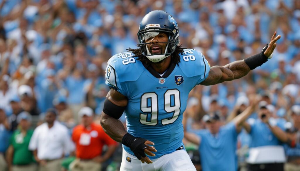 Julius Peppers flying through the air
