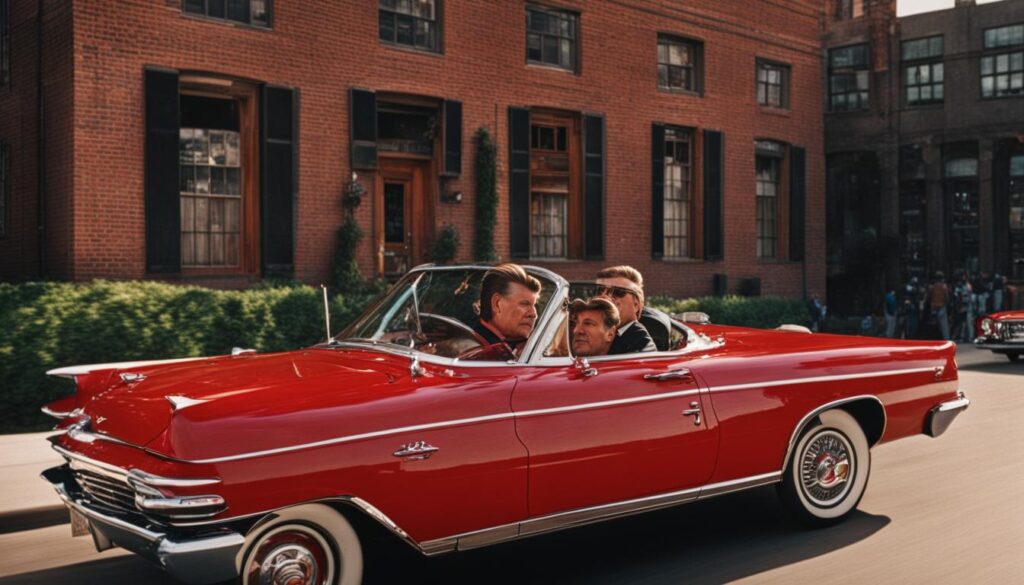 Mike Ditka with antique car