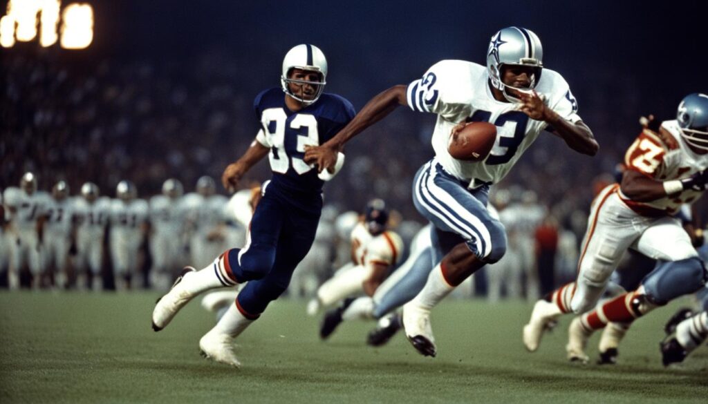 Tony Dorsett in action during an NFL game