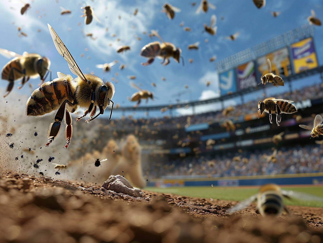 Dodgers-Diamondbacks Game Delayed by Bee Swarm